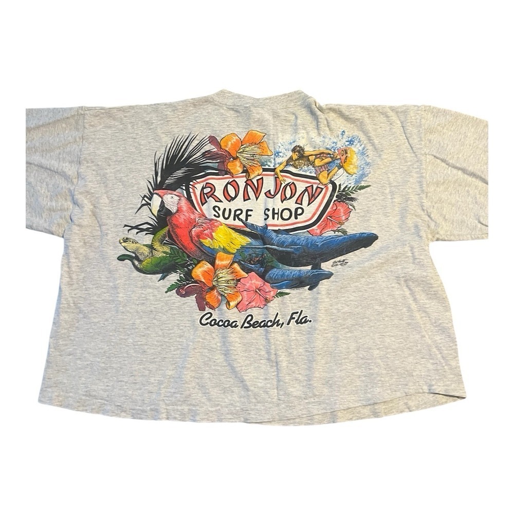 Vintage 1991 Ron Jon Surf Shop Cocoa Beach Florida T-Shirt Gray OSFA Made in USA